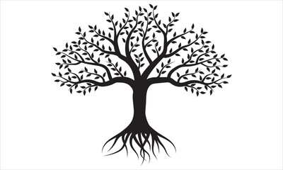 Tree silhouette on white background