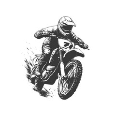 Hand drawn motorbike rider racer riding vector illustration
