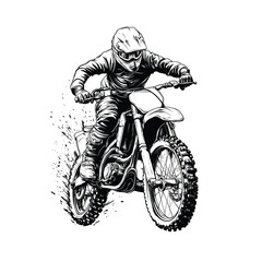Hand drawn motorbike rider racer riding vector illustration