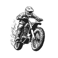 Hand drawn motorbike rider racer riding vector illustration