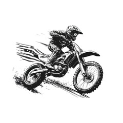 Black and white vector racer riding a motorbike
