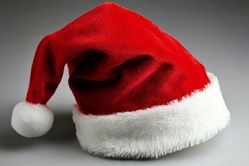 Classic Santa Hat on a Gray Background