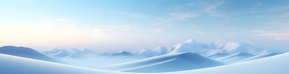 Serene Snow Capped Mountain Peaks in Minimalist Gradient Landscape