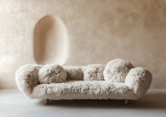 Modern Fur Sofa in a Minimalist Living Room