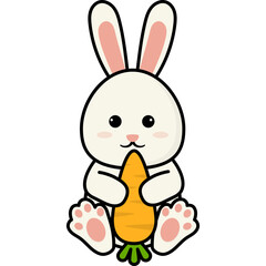 Easter Bunny Hugging Carrot Illustration
