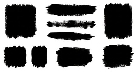 Bold Black Ink Brush Strokes Graphic Design Elements. AI Generated