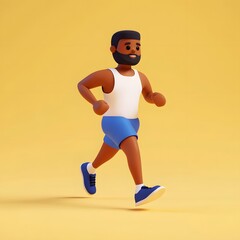 Fototapeta premium Stylized 3D Male Runner in Mid Stride with Minimalist Aesthetic