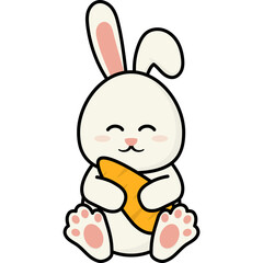 Easter Bunny Hugging Carrot Illustration