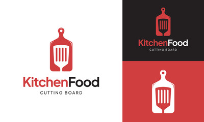 Spatula with Cutting Board Logo Design Template. Suitable for Restaurant, Kitchen, Chef, Kitchenware Cookware Shop, Cooking Class, or Steakhouse, Smokehouse, Barbeque, etc