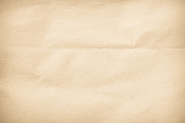 Old paper vintage texture surface for background. Recycle pale brown paper crumpled texture, Cream color recycled kraft paper texture blank with copy space for text.
