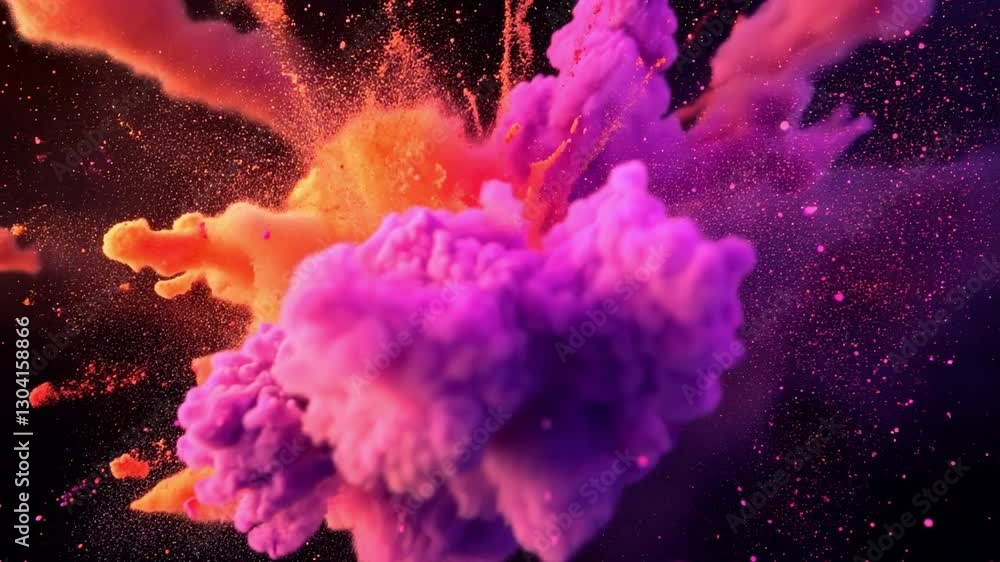 Poster explosive colors: a vibrant and dynamic display of colors, captured mid-explosion, creating a stunni