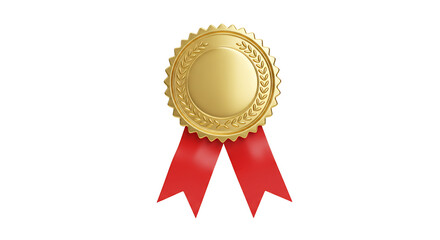 Golden Award Medal Red Ribbon Achievement. AI Generated