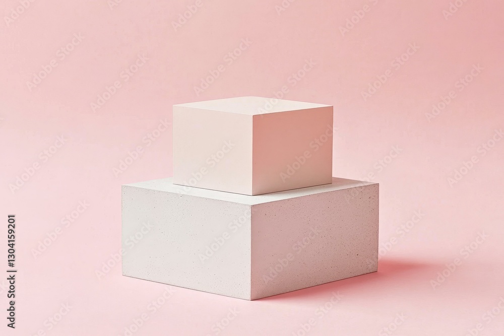 Poster abstract minimalist display boxes on pink background