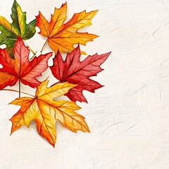 Autumn Watercolor Leaves Hand Painted Fall Foliage on Textured Background for Design Projects