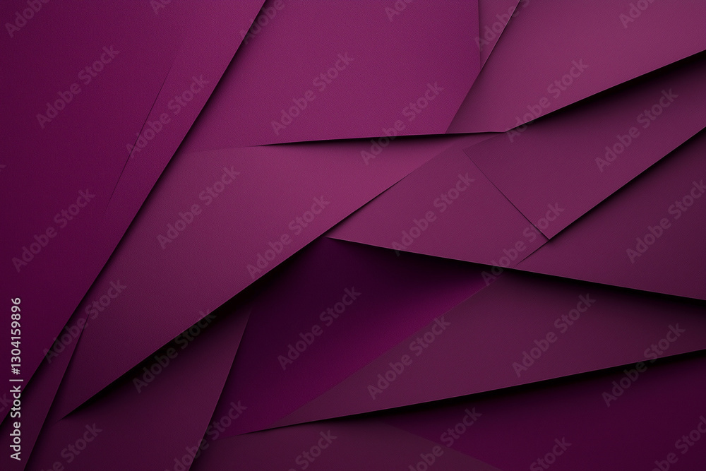 Poster purple background with a lot of triangles. the triangles are cut up and overlapping