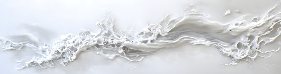 Vibrant white paint fluid flowing on a white background, creates a visual effect, generative AI