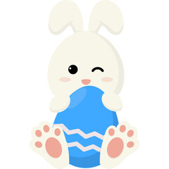 Easter Bunny Hugging Egg Illustration