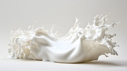 Vibrant white paint fluid flowing on a white background, creates a visual effect, generative AI
