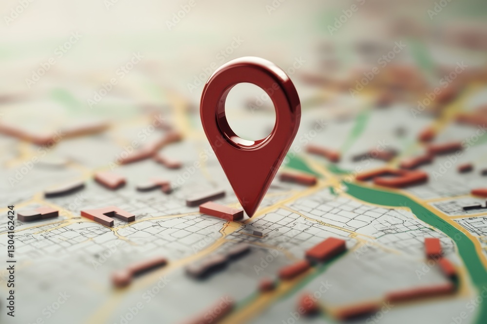 Aufkleber 3d map travel location with navigation pin and search icon, map icon concept