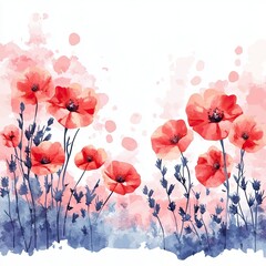 Watercolor Memorial Day Card Design Patriotism Remembrance and Peace