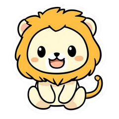 Obraz premium A Cute Cartoon Lion Is Smiling And Sitting Down