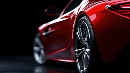 Naklejka premium Sleek red sports car highlighting design and elegance in low light