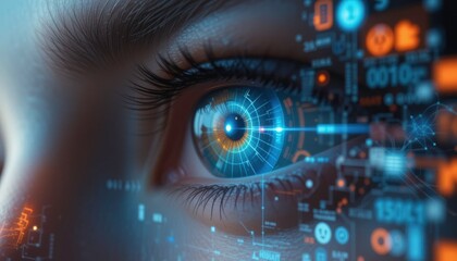 Futuristic Eye Biometric Scan Interface - Biometric Technology