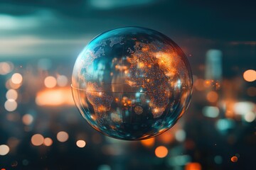 Floating Earth, Cityscape Background