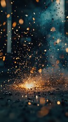 Captivating Sparks and Fiery Debris in Motion Create a Mesmerizing Spectacle