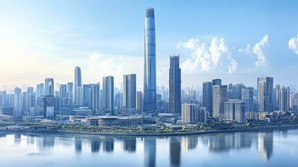 Fototapeta premium Panoramic Cityscape of Modern High-Rise Buildings