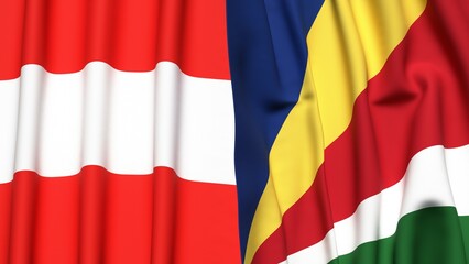 Flags of AUSTRIA and SEYCHELLES with realistic cloth texture