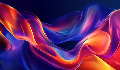 Obraz premium Abstract, colorful background with flowing ribbons of liquid glass, creating an elegant and modern design element for graphic or digital art.