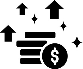 Increase Icon in Glyph Style. Simple Vector Design. Simple Vector Glyph Icon