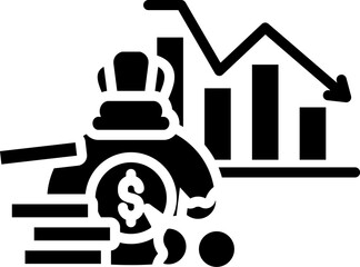 Financial Crisis Icon in Glyph Style. Simple Vector Design. Simple Vector Glyph Icon