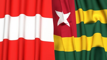 Flags of AUSTRIA and TOGO with realistic cloth texture