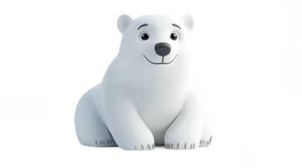 Cute Cartoon Polar Bear with Expressive Eyes and Gentle Smile