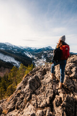 Winter snow Hiking near city of Zakopane wit view of poland Tatras mountains from Nosal peak, Poland