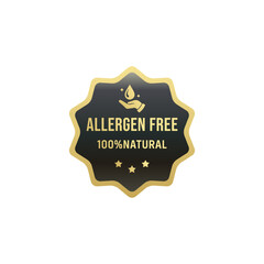 Allergen free label stamp vector isolated EPS. Best Hypoallergenic label for product design element. Dermatologically tested stamp for packaging design element.