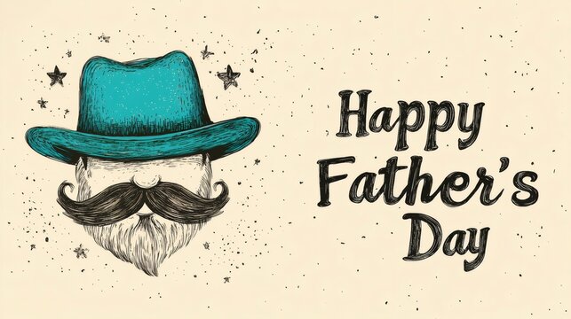 Bearded gentleman wearing hat celebrating happy father's day - Powered by Adobe