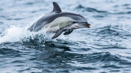 Fototapeta premium Dolphin Jumping in Open Sea - Marine Wildlife Photography