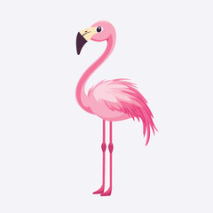 Fototapeta premium Cartoon pink flamingo bird vector clipart 