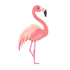 Fototapeta premium Cartoon pink flamingo bird vector clipart 