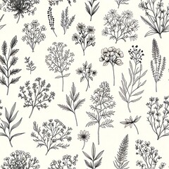 Botanical Illustrations: A Collection of Delicate Ink Drawings of Flowers and Plants