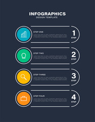 Vertical 4 steps infographic design template with icons. Vector illustration