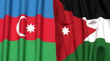 Flags of AZERBAIJAN and JORDAN with realistic cloth texture