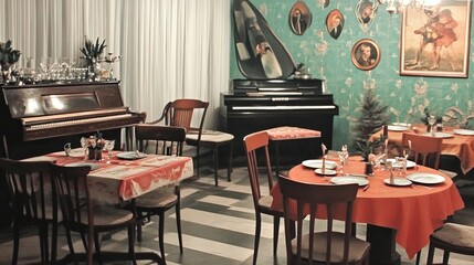 transform your space with eclectic dining room decor: bold wallpaper, vintage furniture & artistic table settings - perfect for a statement poster in your home or office!