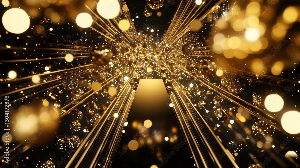 Aufkleber create a luxurious new yearâ€™s design using a color palette of rich gold and black . the central ar