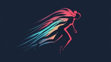 Create a minimalist, modern logo for a running crew named '&igrave;&sbquo;&deg;&euml;&sect;&circ;&iacute;&acute;&euml;&Yuml;&frac12;' (Running Crew). The logo should capture the essence of speed, energy, and community. Use dynamic, flowing shapes or lines