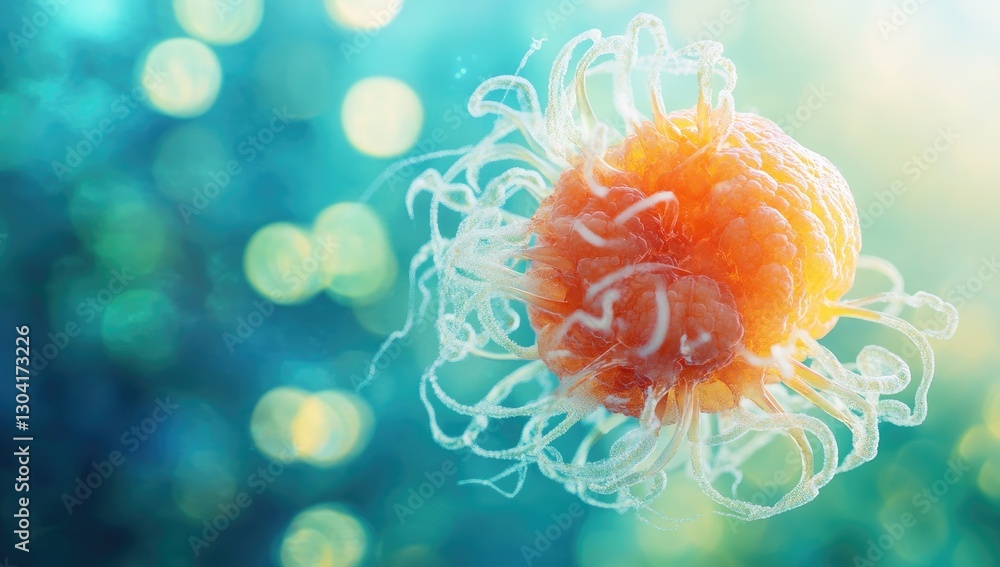 Poster microscopic cell in bokeh background