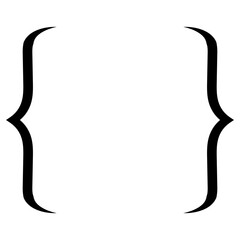 Sleek Black Curly Braces Geometric Symbol in Minimalist Design